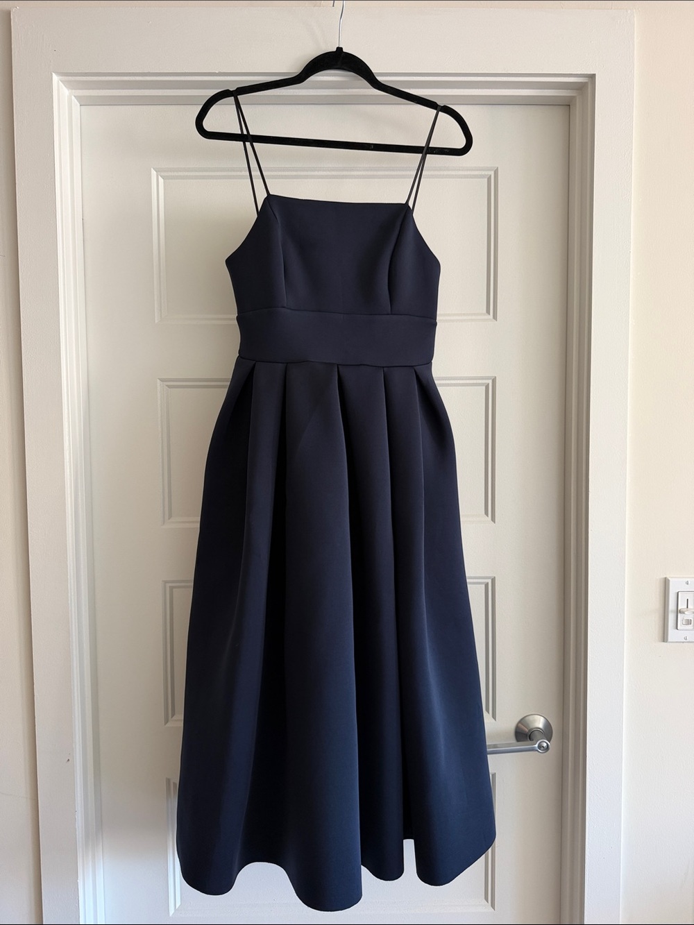 ASOS Navy Spaghetti-Strap Midi Dress